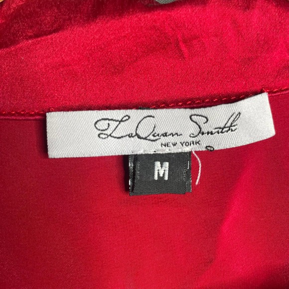 LaQuan Smith Silk Tuxedo Bodysuit Scarlet Size M - Picture 8 of 9